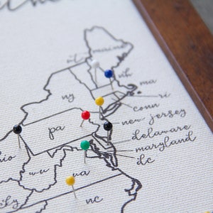 Carte à épingles, cadeau personnalisé, carte de voyage des États-Unis, deuxième anniversaire de mariage en coton, traqueur de carte, mariage personnalisé, cadeau de fête des pères