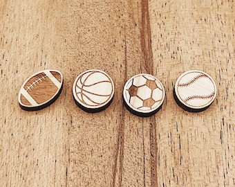 Wooden Sports Pins, Sport Map Tracking Pins, Football Basketball Baseball Soccer Ball, Wood Thumb Tack, Push Pin Map Tacks, Made in the US