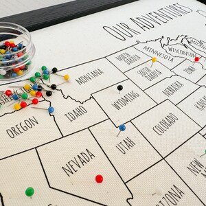 Push Pin Map, Our Adventures Travel Map, USA, United States, Second Anniversary Cotton Gift, Vacation Map Tracker, Birthday Gift for him RTS