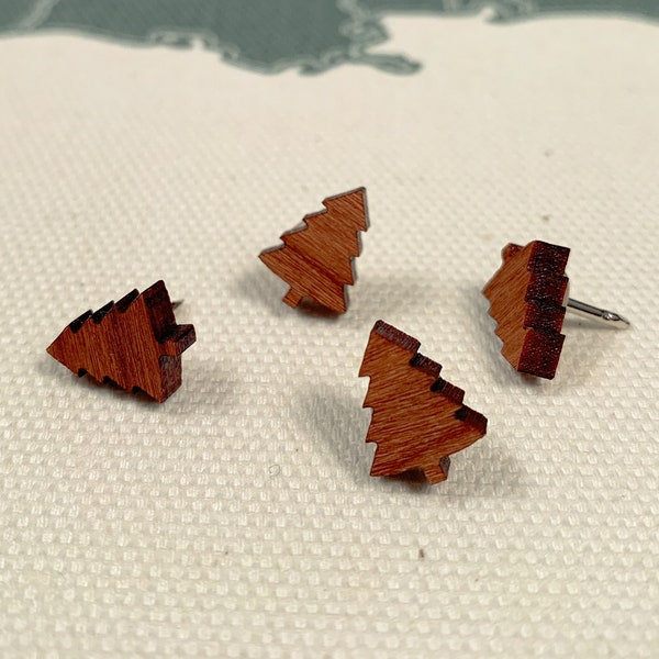 Wooden Pine Tree Push Pins: US Map Tacks, Office Decor, Handmade in the US