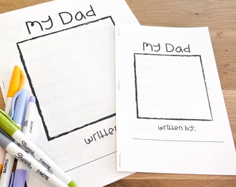 DIY-boekje voor Vaderdag: alles over papa, kindertekening en dagboek (afdrukbaar)