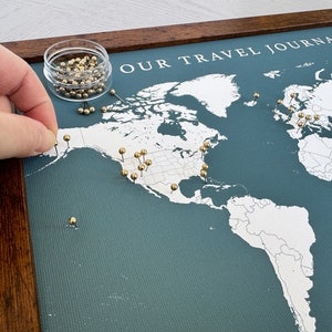 World Push Pin Personalized Map, Custom Push Pin Map for Travels, Retirement Gift for Parents, Travel Bucket list, Fathers Day Gift