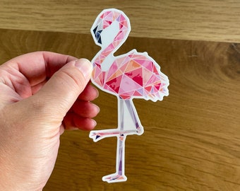 5 inch Large Flamingo Pink Sticker, Geometric Shape Sticker, Vinyl Water Proof, Laptop Water Bottle, Cute Fun Sticker gift for friend