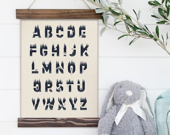 ABC Alphabet Nursery Print, Adventure Nursery Theme, Baby Boy Nursery Decor, Boys Room, Outdoor Mountain Theme