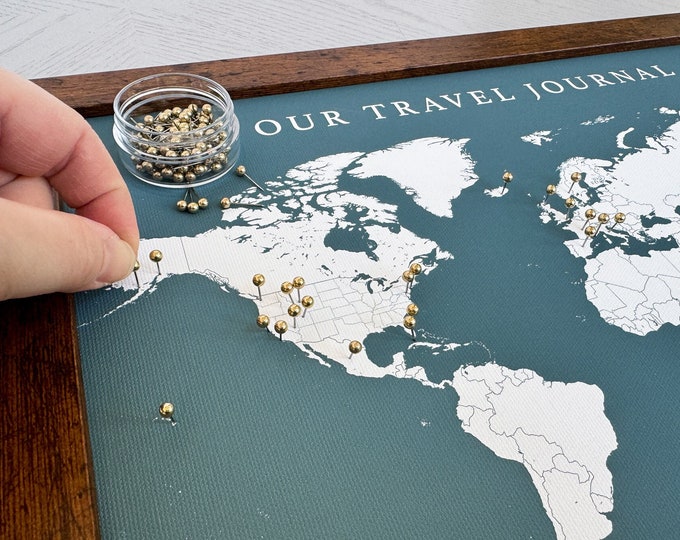 World Push Pin Personalized Map, Custom Push Pin Map for Travels, Retirement Gift for Parents, Travel Bucket list, Fathers Day Gift
