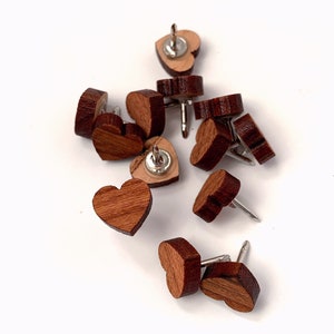 Épinglettes coeur en bois, épingles de suivi pour carte, punaises coeur, punaise coeur, épingles pour tableau mémo, accessoires de bureau, punaises pour carte, fabriqué aux États-Unis