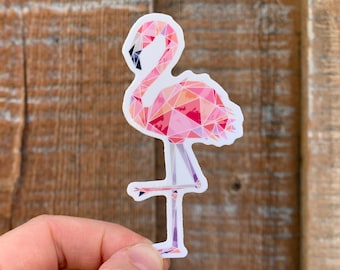 Flamingo Pink Sticker 3 inch, Geometric Shape Sticker, Vinyl Water Proof Laptop Sticker, Water Bottle, Cute Sticker, Fun Animal Lover Gift