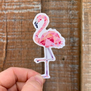 Flamingo Pink Sticker 3 inch, Geometric Shape Sticker, Vinyl Water Proof Laptop Sticker, Water Bottle, Cute Sticker, Fun Animal Lover Gift