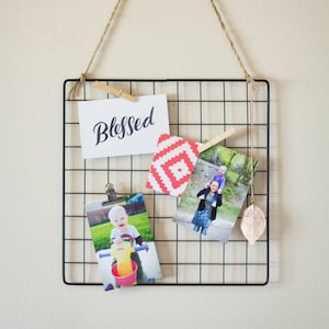Wire Wall Grid, Photo Display, Office Decor, Dorm Decor, Grid Memo Board, Gift for her, Graduation Gift, Roommate Gift Fun, Vision Board