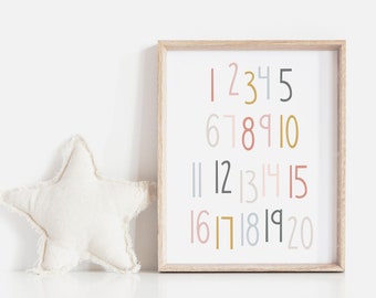 Rainbow Numbers Nursery Print, Pastel Rainbow, 123 Prints, Nursery Decor, Educational Prints, Ready to Ship