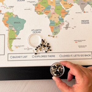World Map with Push Pins to Track Travel, Political Map of the World, Wedding Anniversary Cotton Gift for couple, Globetrotter Gift