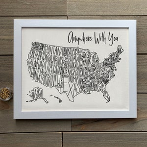 Push Pin Map, Personalized Travel Map, USA, United States, Second Anniversary Cotton Gift, Family Vacation, Map Tracker, Engagement Gift