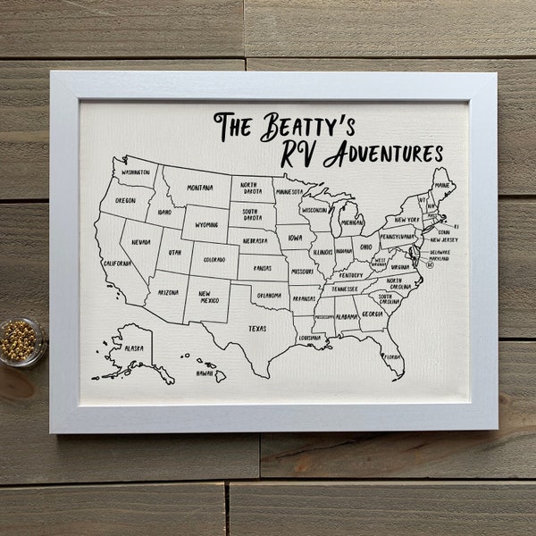 RV Travel Trailer Push Pin Map, Custom Small Tracker Map, Van Life RV Gifts, Personalized Gift for Couple, Camper Decor, Birthday Gift