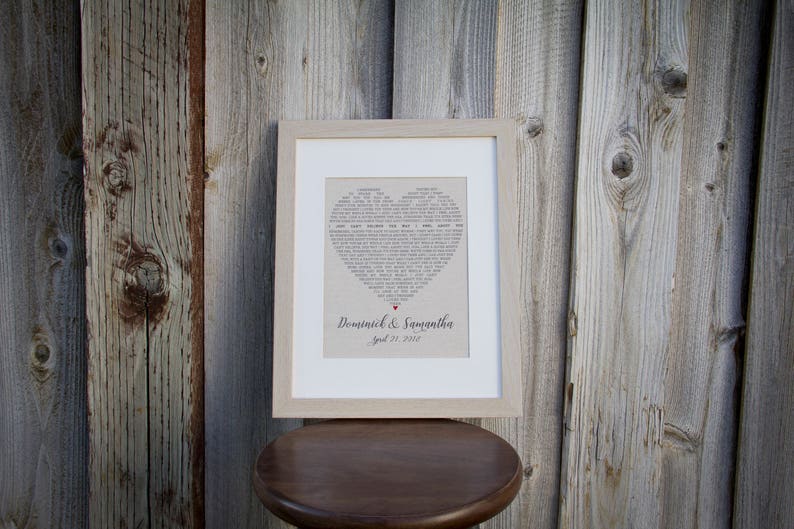Framed Wedding Song Lyrics Art Custom Wedding Canvas Wedding Etsy