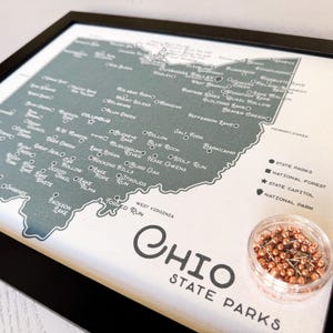 Ohio State Park Push Pin Map: Adventure Tracker, Wooden Tree Pins