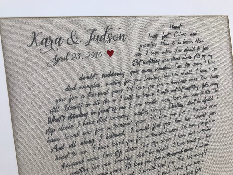 Custom Wedding Gift Wedding Song Lyrics Art Canvas Wedding Etsy