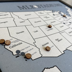 Bricolage MLB Stadium and States, carte à épingles avec épingles de baseball, voyage aux États-Unis aux États-Unis, cadeau de baseball, décoration murale sur le thème du sport en coton