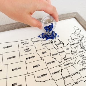 Push Pin Map, USA Travel Map Small Map of United States, Second Anniversary Cotton Gift, Unique Gift for Him Travel Road Trip Tracker, RTS