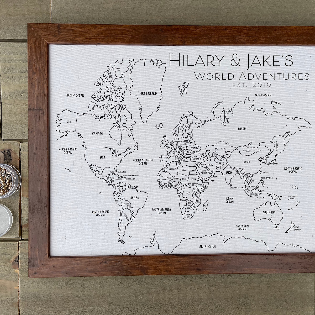 World Push Pin Personalized Map, Custom Push Pin Map for Travels, Anniversary Cotton Gift, Unique Wedding Gift for Couple, Hand Drawn Map - Etsy