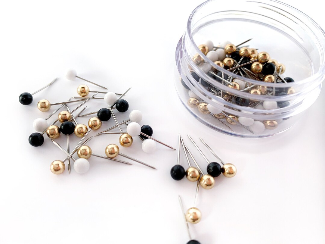 Gold Black and White Map Push Pins, Memo Board Pins, Office Wall Decor, School Bulletin Board
