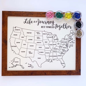 Travel Map with Push Pins to Track Travels, USA Push Pin Map, US Wall Decor United States, Anniversary Cotton Gift, Family Vacation Life RTS image 3