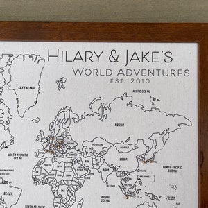 World Push Pin Personalized Map, Custom Push Pin Map for Travels, Anniversary Cotton Gift, Unique Wedding Gift for couple, Globetrotter Gift image 4