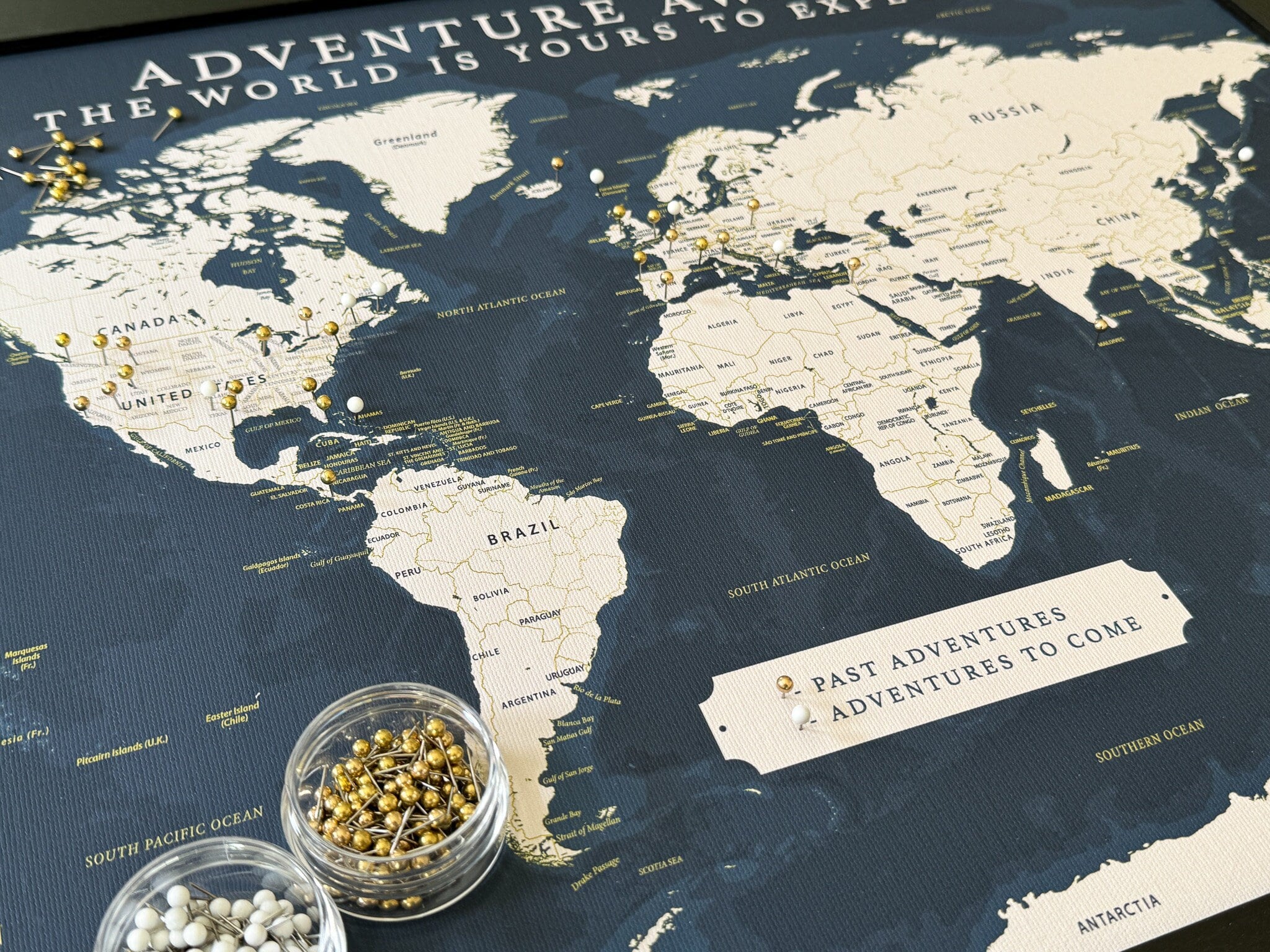 Detailed World Push Pin Map, Framed Push Pin World Map for Travels Anniversary Gift Unique Wedding Gift for couple, World Map Wall Art, RTS