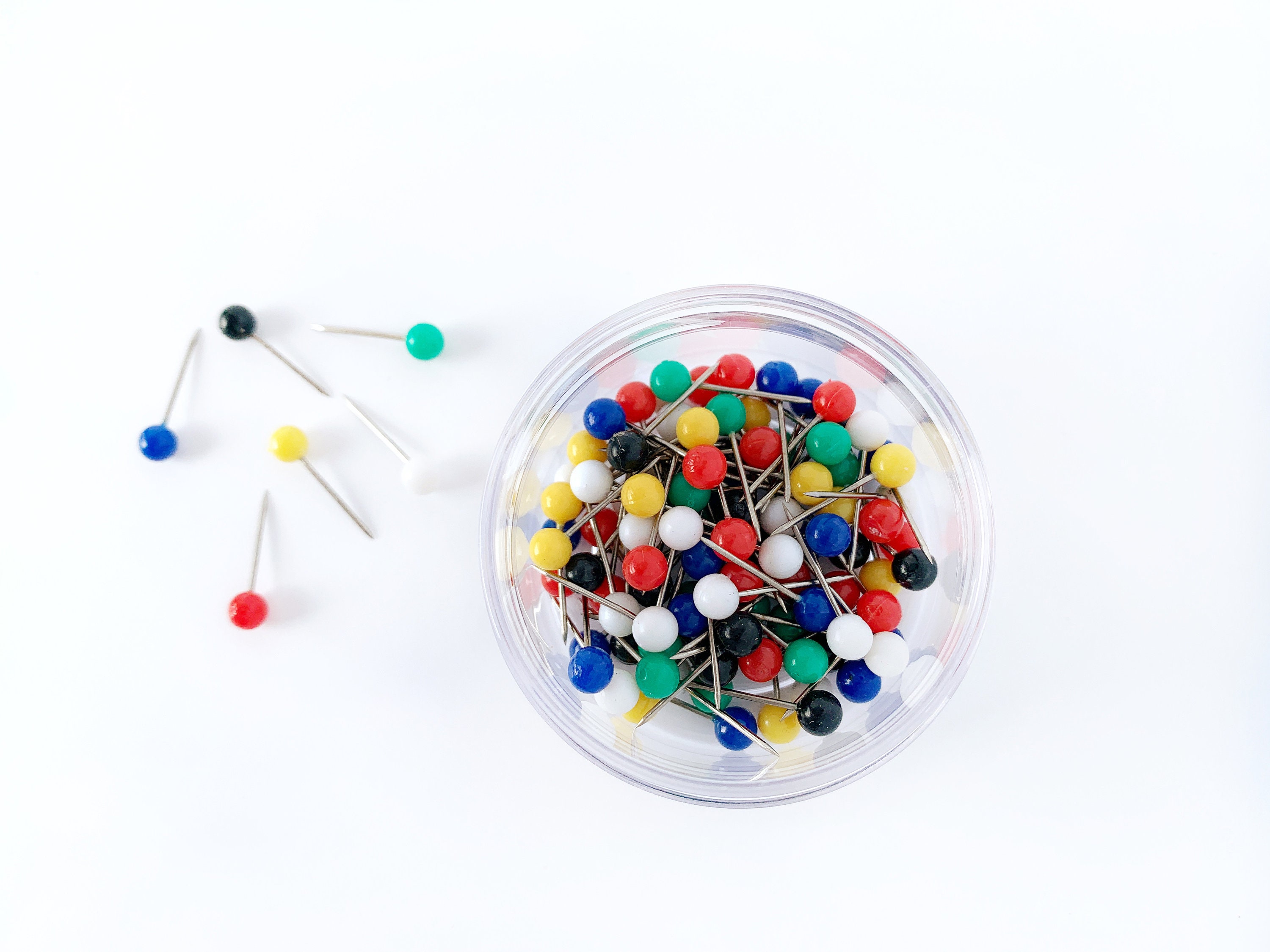 Map Push Pins: Multi Color Mix, Memo Board Tacks, 1/8