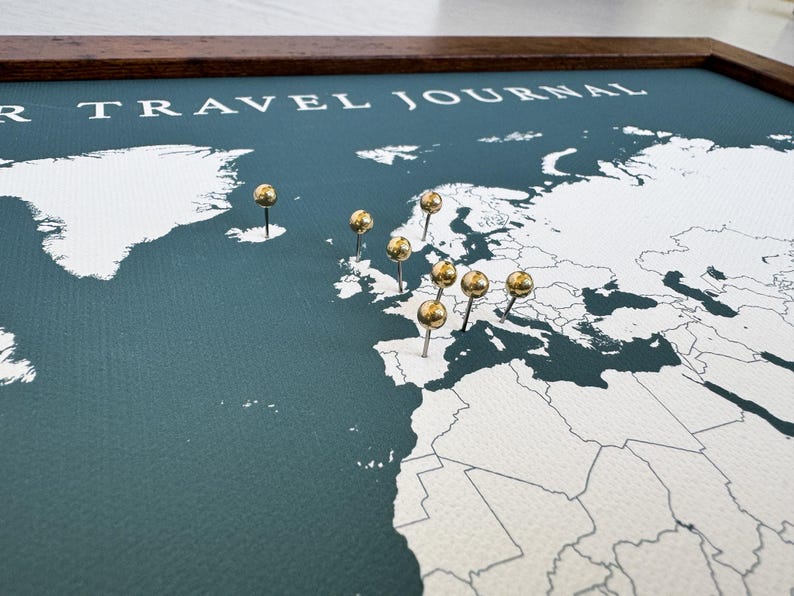 World Push Pin Personalized Map, Custom Push Pin Map for Travels, Retirement Gift for Parents, Travel Bucket list, Gift for Him image 4