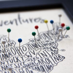 Kit de bricolage, carte de voyage aux États-Unis avec punaises, couleur par état à faire vous-même, carte de voyage en famille, cadeau personnalisé pour couple, tracker d'aventures en plein air