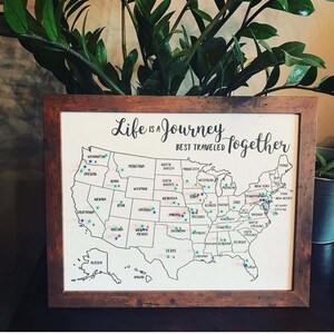 Travel Map with Push Pins to Track Travels, USA Push Pin Map, US Wall Decor United States, Anniversary Cotton Gift, Family Vacation Life RTS image 9