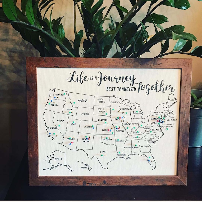 Travel Map with Push Pins to Track Travels, USA Push Pin Map, US Wall Decor United States, Anniversary Cotton Gift, Family Vacation Life RTS image 9