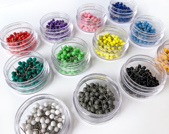 Map Push Pins: Multi Color Mix, Memo Board Tacks, 1/8" Pins, Choose Your Pin Set of 50 - 100 - 200 - 300 - 400 - 500
