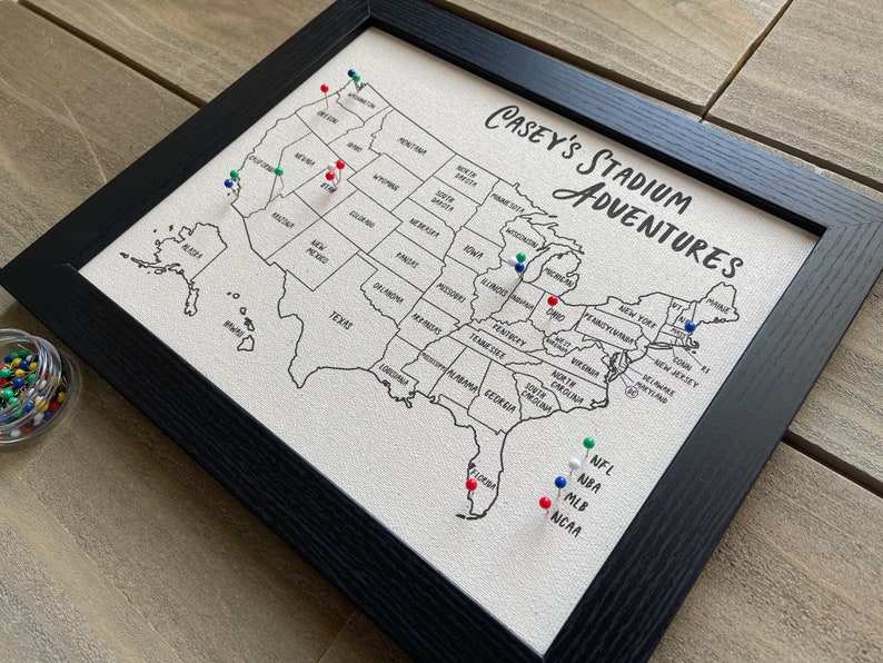 Push Pin Map, Personalized Gift, Travel Map USA, United States, Second Anniversary Cotton, Vacation Travel Tracker, Unique Fathers Day Gift image 2