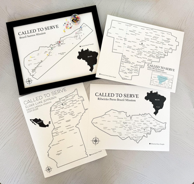 missionary map tracker, push pin map to track missionary cities visited and areas served