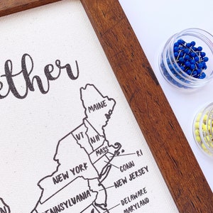 Travel Map with Push Pins to Track Travels, USA Push Pin Map, US Wall Decor United States, Anniversary Cotton Gift, Family Vacation Life RTS image 2