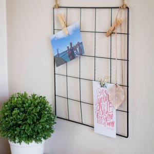 Wire Wall Grid, Photo Display, College Dorm Decor, Graduation Gift, Grid Memo Board, Vision Board, Student Gift, Office Decor, Craft Room image 5