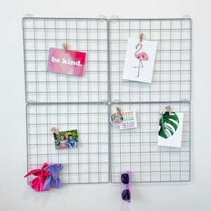 Wire Wall Grid, Photo Display, Office Decor, Dorm Decor, Grid Memo Board, Gift for her, Graduation Gift, Craft Room Decor, Vision Board image 2
