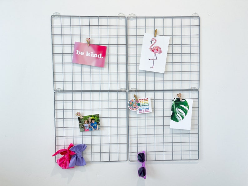 Wire Wall Grid, Photo Display, Office Decor, Dorm Decor, Grid Memo Board, Gift for her, Graduation Gift, Craft Room Decor, Vision Board image 2