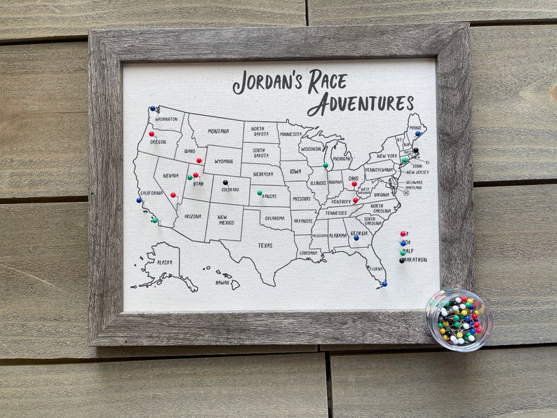 Push Pin Map, Personalized Gift, Travel Map USA, United States, Second Anniversary Cotton, Vacation Travel Tracker, Unique Fathers Day Gift image 8