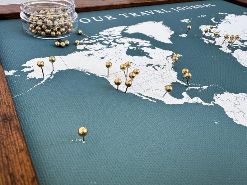 World Push Pin Personalized Map, Custom Push Pin Map for Travels, Retirement Gift for Parents, Travel Bucket list, Gift for Him image 19