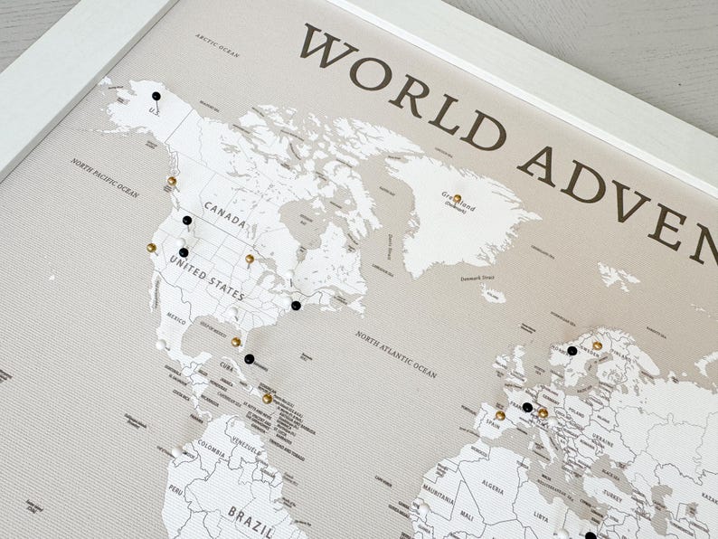World Push Pin Personalized Map, Custom Push Pin Map for Travels, Retirement Gift for Parents, Travel Bucket list, Gift for Him image 15