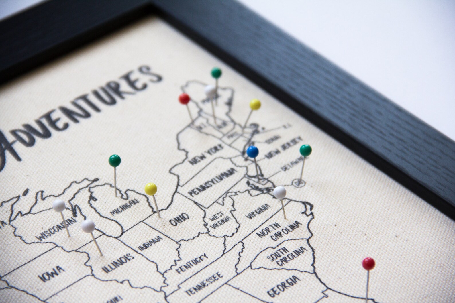 Travel Map With Push Pins to Track Travels, USA Push Pin Map, US Wall ...