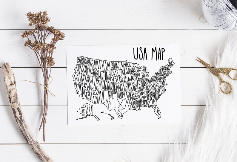 USA Map Printable Homeschool Decor Large Poster Art Print - Etsy