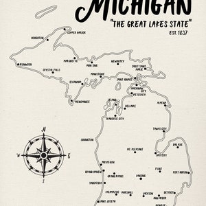 Michigan Map Custom Push Pin Map, Personalized Travel Map, Second Anniversary Cotton Gift, Family Vacation, Map Tracker, Engagement Gift