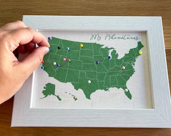 Custom Mini Push Pin USA Map, Small Map, Travel Tracking, Cotton Gift, Personalized Graduation Unique Gift, Dorm Decor Gift, Valentines Gift