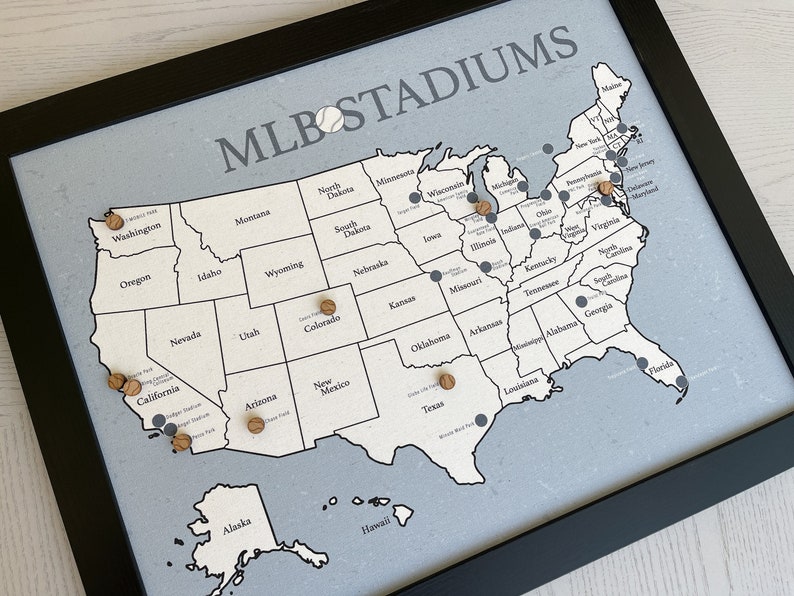 MLB Stadium Push Pin Map: Large Push Pin Map, Personalized Baseball ...