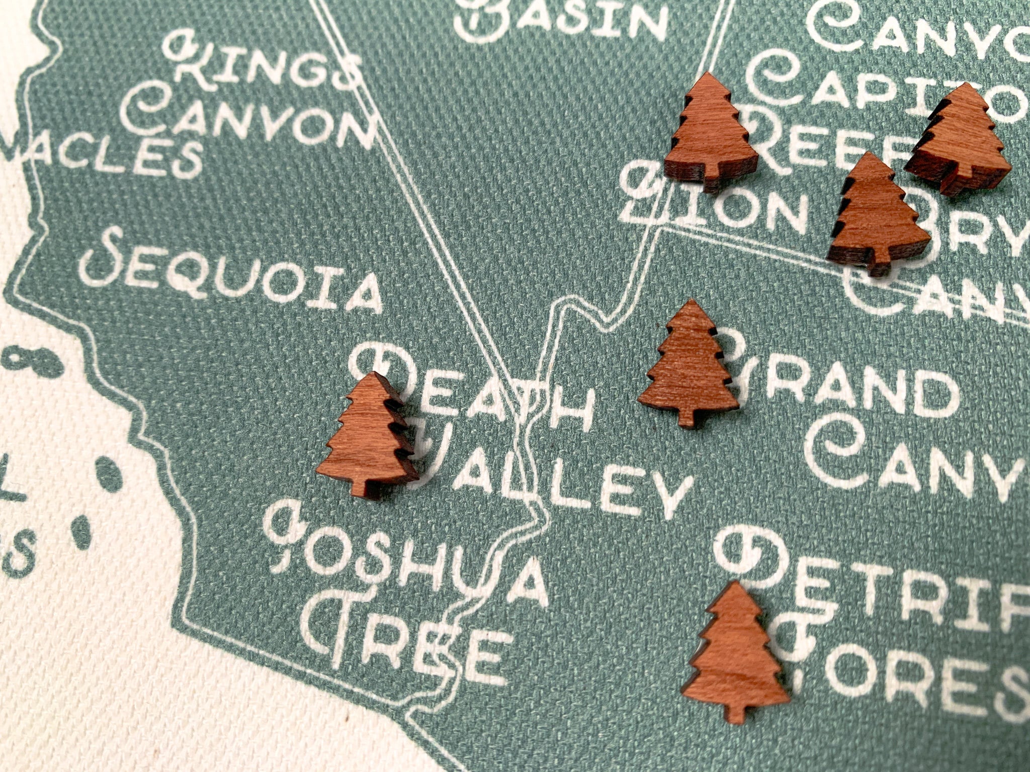 Tree Map Pin Wooden Pine Tree Push Pins: US Map Tacks, Office Decor, Handmade in the ...