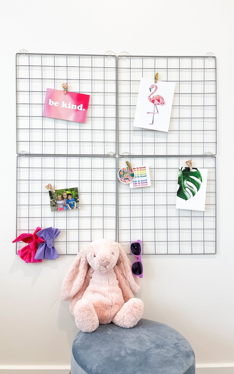 Wire Wall Grid, Photo Display, Office Decor, Dorm Decor, Grid Memo Board, Gift for her, Graduation Gift, Craft Room Decor, Vision Board image 10