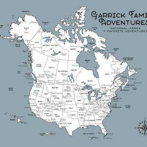 Carte à épingles des parcs nationaux des États-Unis et du Canada avec épingles en bois, voyage en coton pour le deuxième anniversaire de l'Amérique du Nord, cadeau de la Saint-Valentin